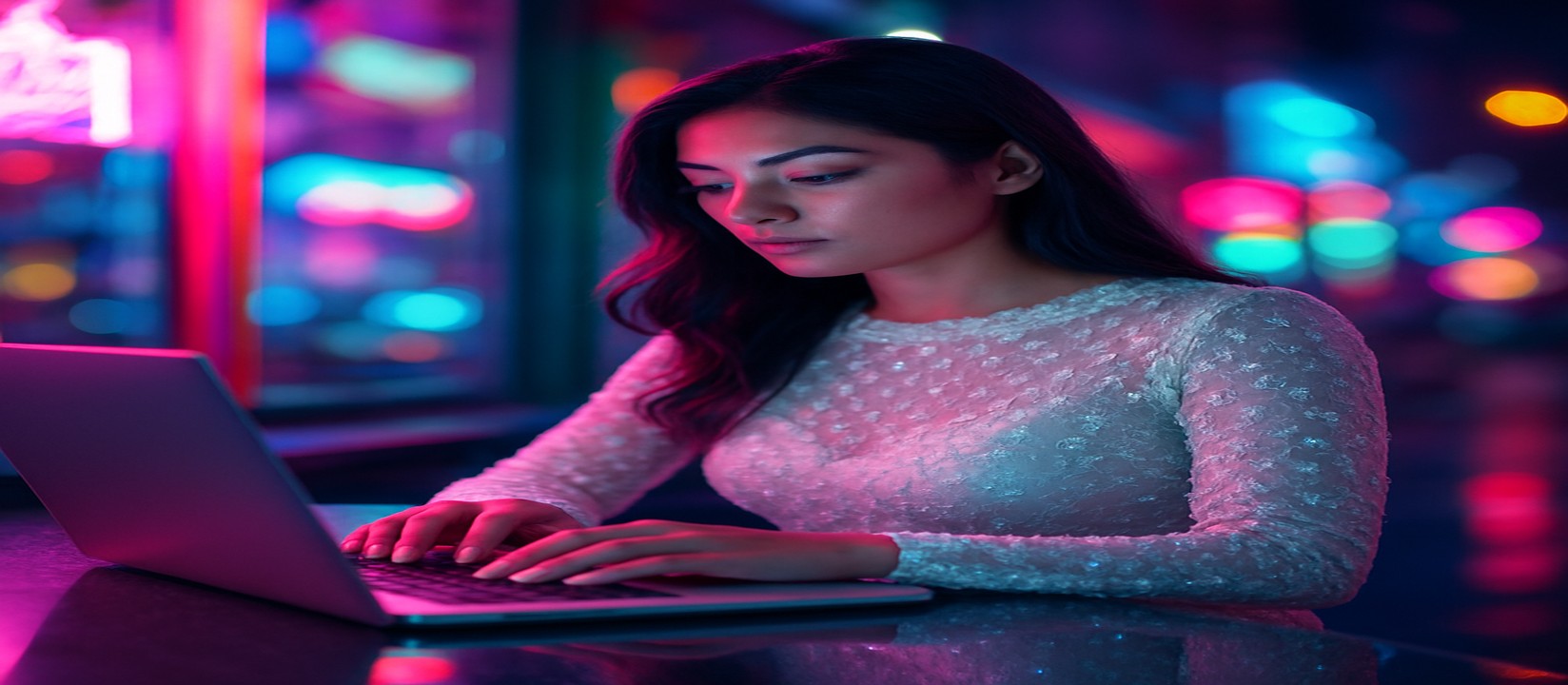 ল্যাপটপে 299 apk এভিয়েটর গেম খেলছেন একজন নারী